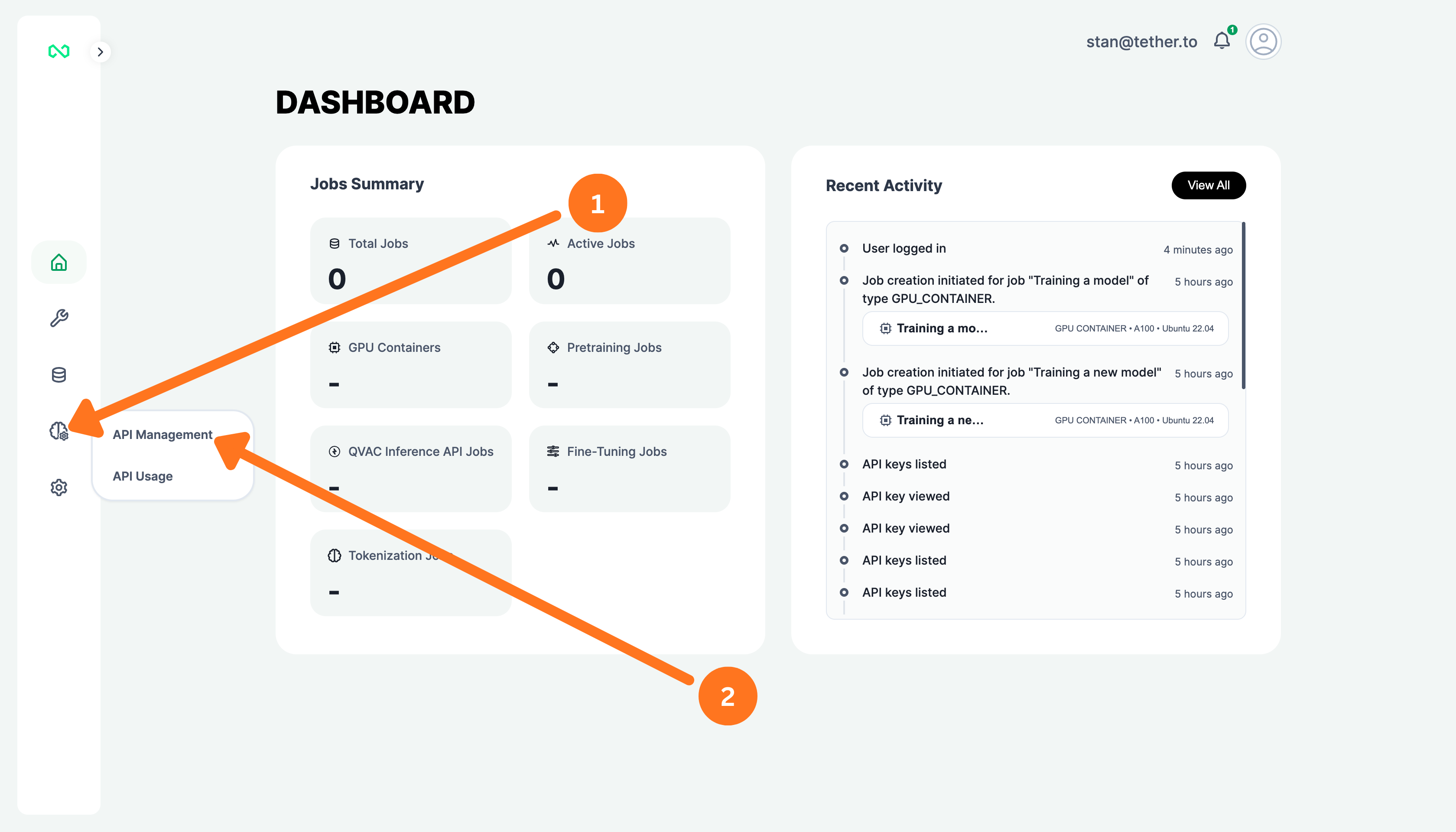 Open API Management menu